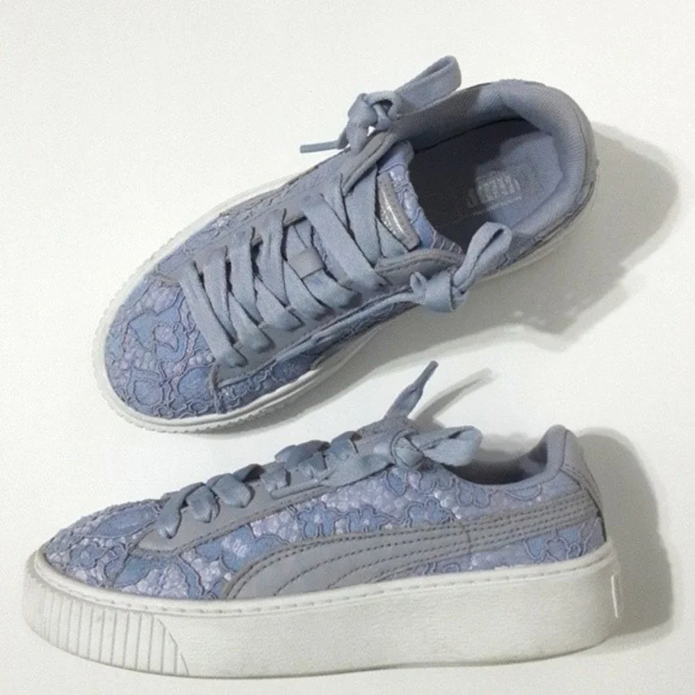 Puma Basket Platform Fo Icelandic Blue Low Top Sneakers US 6.5 Trendy Streetwear